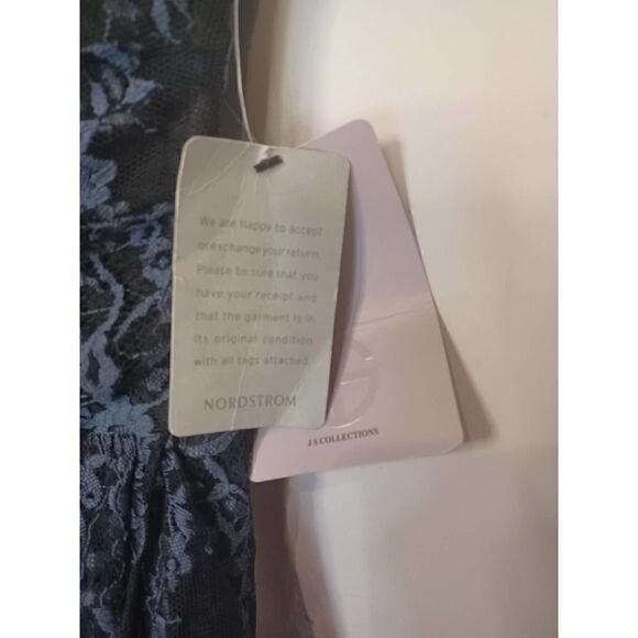 NORDSTROM SHEER LACE FORMAL GOWN EMBROIDERED BLACK FULL LENGTH J S COLLECTIONS 2 - Picture 3 of 4